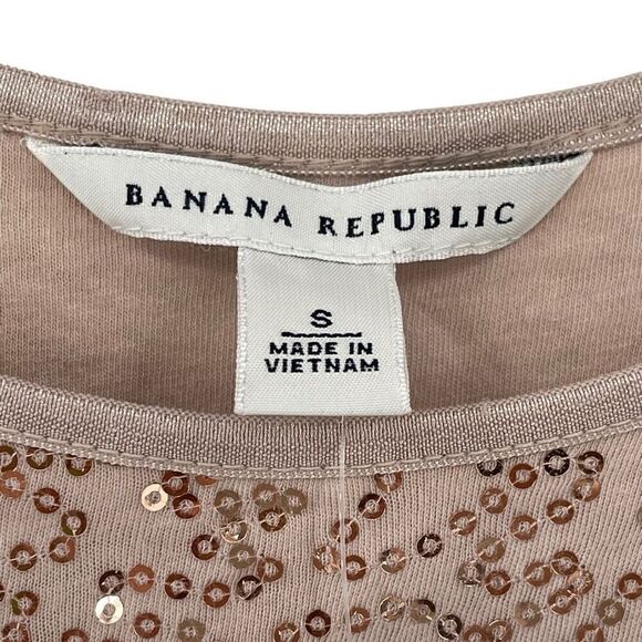 Banana Republic Sequin Top Scoop Neck Pink Fitted Sparkly Women Small NWT 883950 - Picture 3 of 6